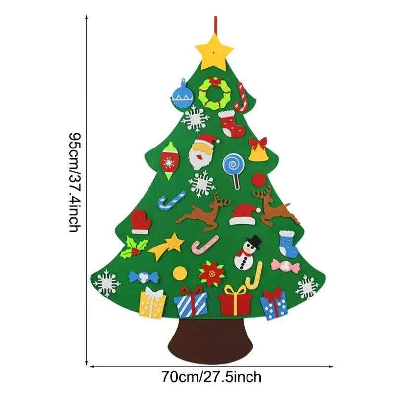 Для детей Сделай сам Монтессори Настенная фетровая рождественская елка для детей Детские игрушки Малыши Развивающая доска Рождественская елка Украшения 95x70cm