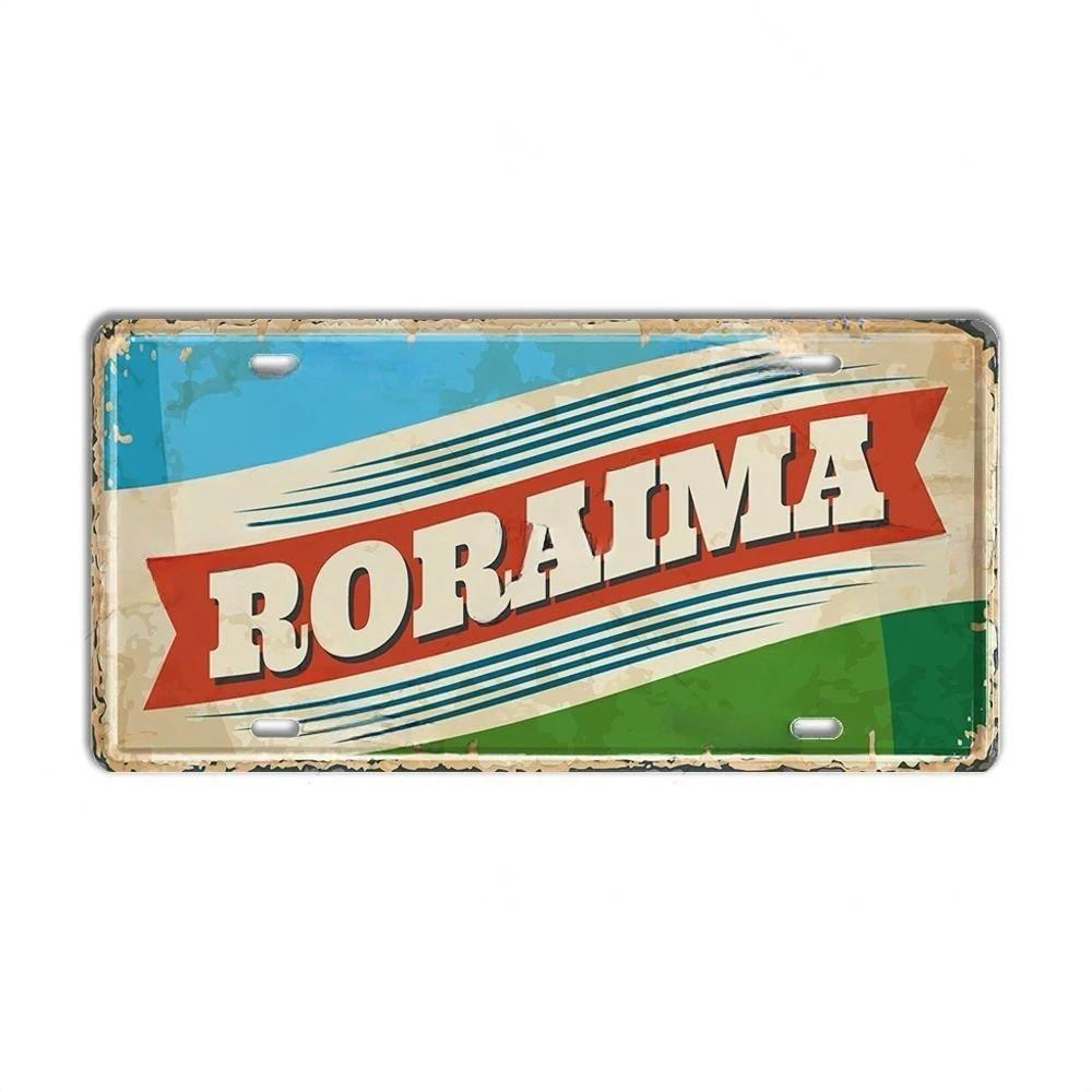 HD Metal Tin Sign Vintage Brazil Cities License Plate Style Retro Wall Art Decor for Home Bar Garage