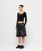 CHAMBROS Wide Non-Faded Single-Pleat Bermuda Denim Half Pants [Washed Black]
