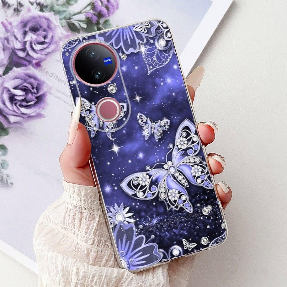 For Vivo V50 Case V2427 Phone Case 2025 New Fashion Butterfly Silicone Soft Cover For Vivo V50 Lite VivoV50 5G Shockproof Bumper
