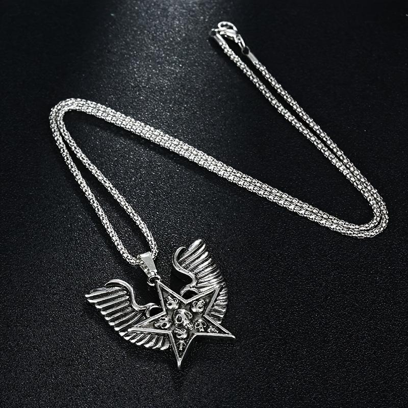 Pentagram Skull Wings Necklace Dark Retro Wings Hip Hop Street