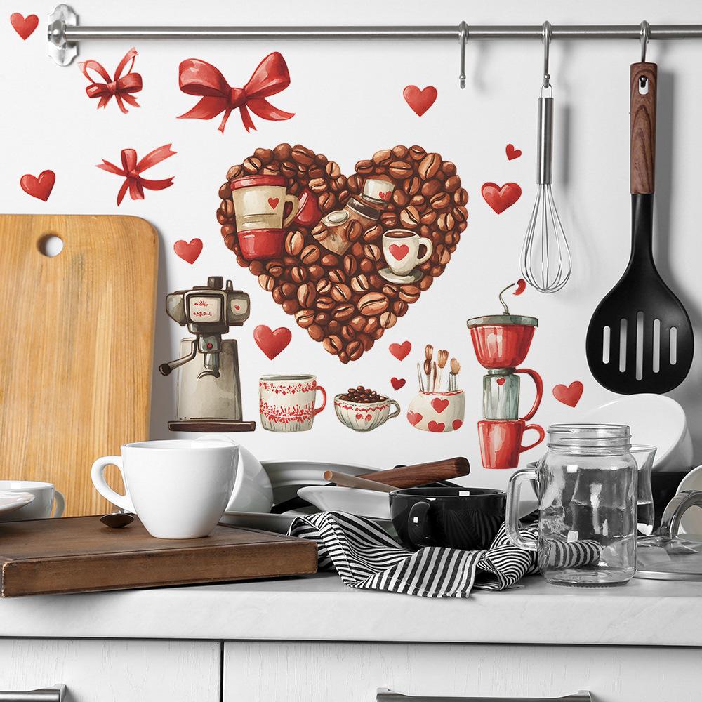Creative Love Coffee Beans Restaurant Home Background Wall Beautification Wall Stickers