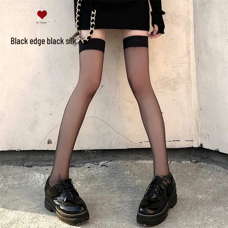 Wiosna/Lato Białe Jedwabne Podkolanówki za Kolano z Koronkowym Wykończeniem