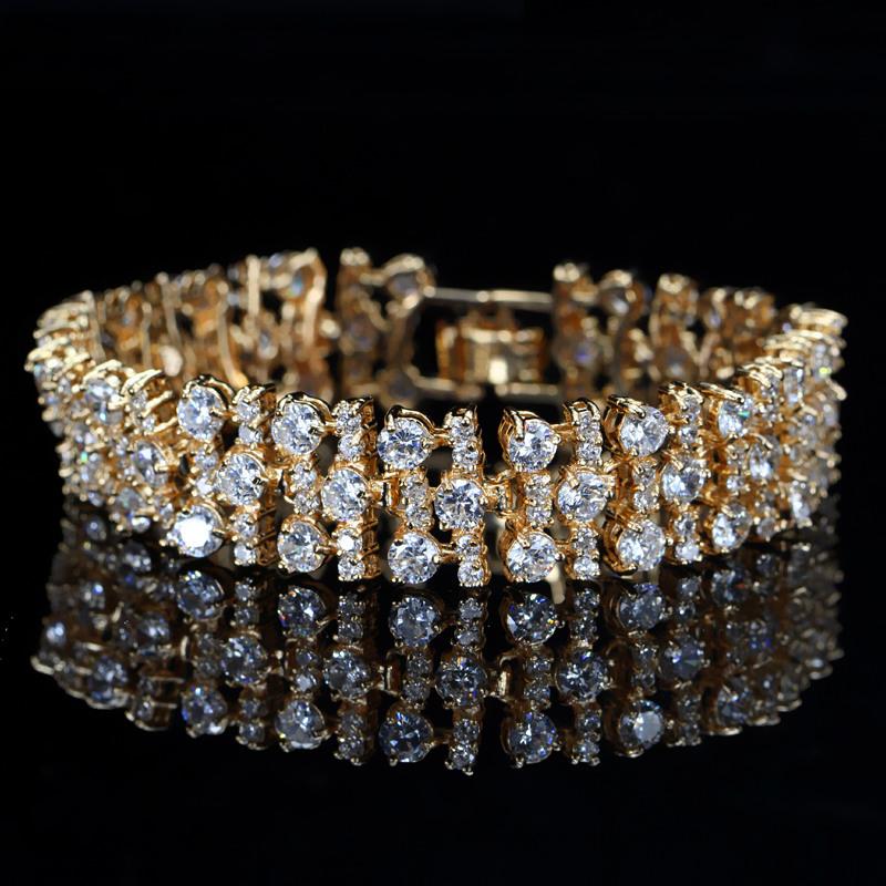WWJ Nydelig gylden farge Svart Cubic Zirconia brede tennisarmbånd
