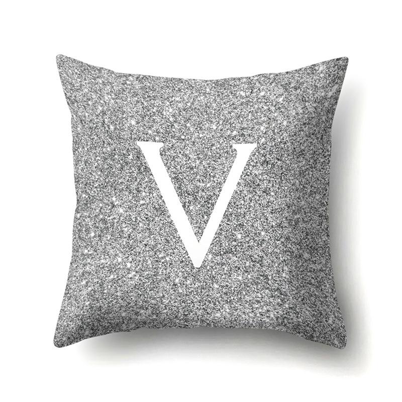 Polyester Pillowcase Home Decoration Gray Bottom Pillowcase 26 English Letter Cushion Cover