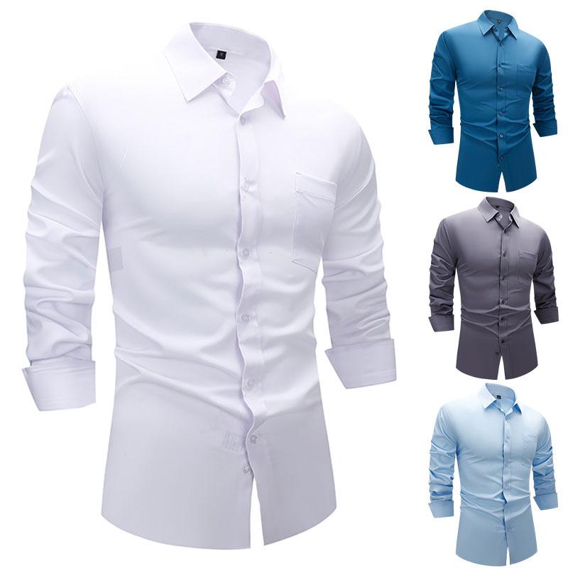 

Men’s Plus Size Four-Way Stretch Solid Dress Shirt S [120-70kg]