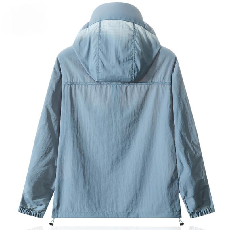Summer Ultra-Thin Soft Ice Silk Sun Protection Clothing Men UV Protection Outdoor Fishing Hooded Climbing Jacket