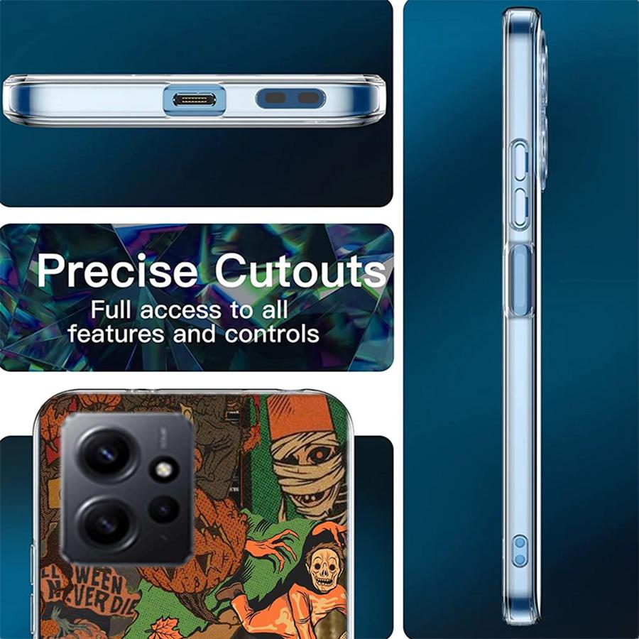 Halloween Fall Art Witch Cat Phone Case For Redmi 12 13C 12C 15C 9 10 10C Note 13 Pro Plus 14 15 Pro 9T 9C 9A TPU Soft Cover Cle