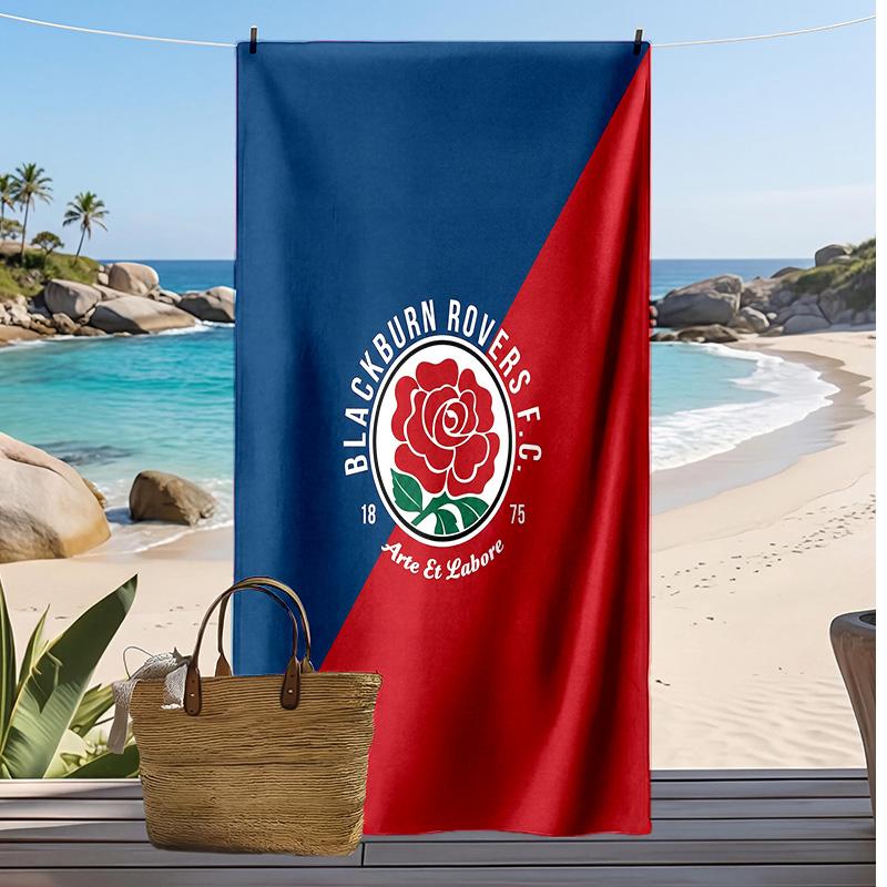 Telo Mare con Stampa Calcio Blackburn Rovers, Telo Grande Morbido Asciugatura Rapida per Spiaggia Campeggio Nuoto