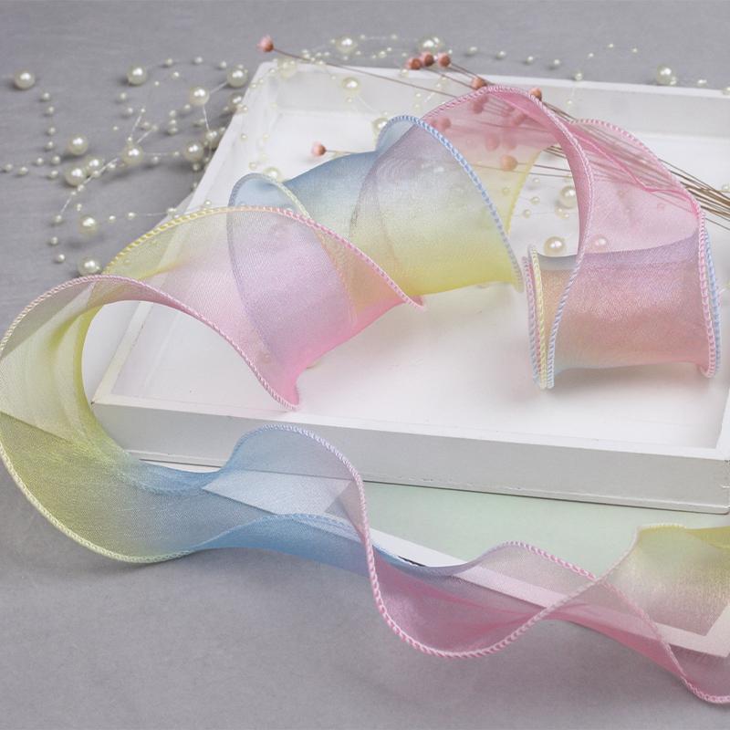 

5yards 5.5~6CM Gradient Fishtail Yarn Ribbon Lace for Gift Packing Clothing Sewing Supplies DIY Bows Decor Craft Accessories 55mm-5yards