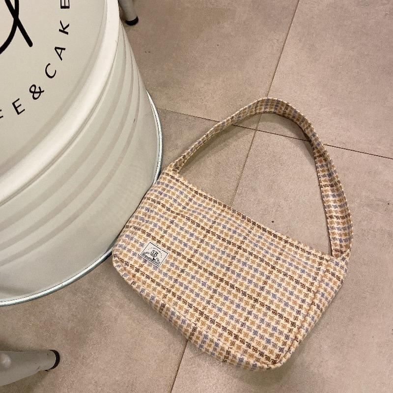 

0 Нишевая шерстяная темно-синяя сумка через плечо в клетку, универсальная сумка под мышкой, вместительная сумка-мессенджер, маленькая квадратная сумка