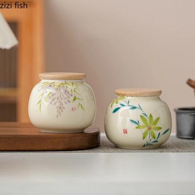 Handgezeichnetes Teeglas in Unterglasurfarbe, Retro-Keramik, feuchtigkeitsbeständiges Glas, tragbares versiegeltes Glas, Teebox, kreativer Tee-Aufbewahrungsbehälter