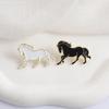 2026 Year of the Horse Enamel Pins Black White Galloping Horse Brooches Elegant Lapel Badges For Outfits Zodiac Gift For Friends