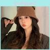 Color Simple Solid Water Bucket Hat For Women Warm Knitted Cap Breathable Gift