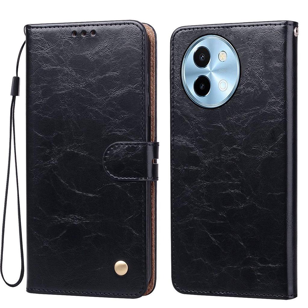 Vintage Crazy Horse Texture PU Leather Flip Wallet Phone Case for Vivo Y38 5G Card Holder Kickstand Shockproof Protective Cover