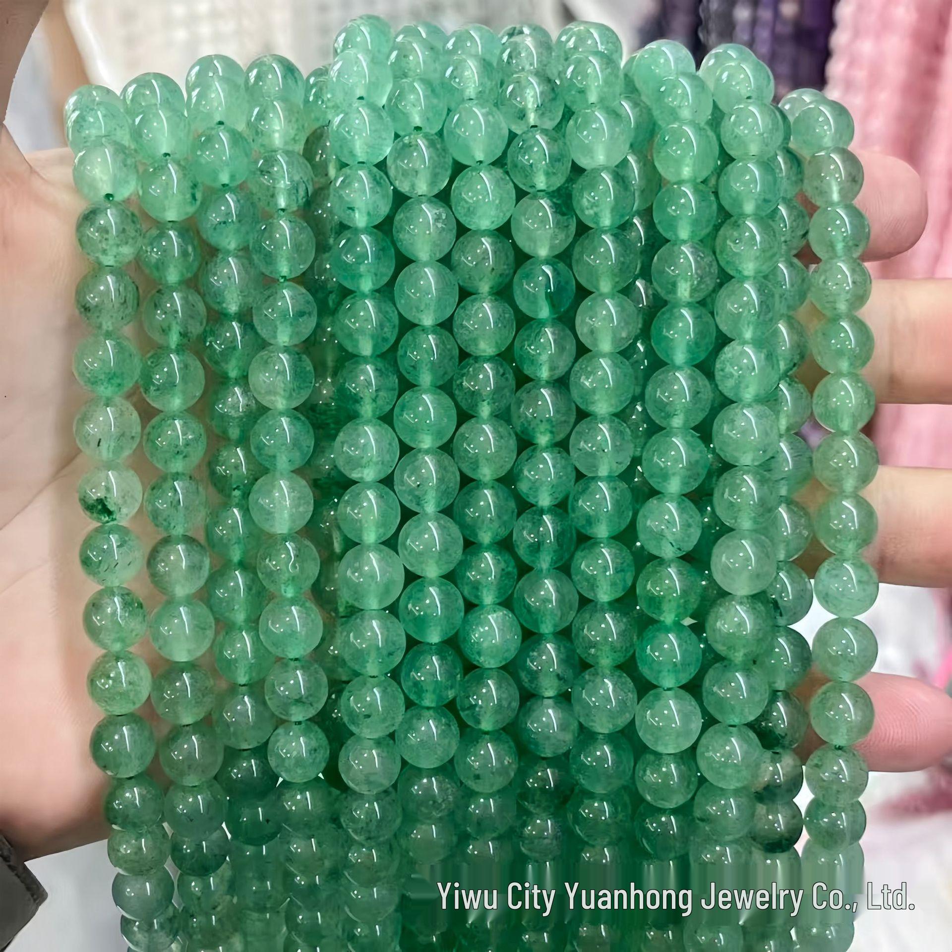 

Браслет из натурального зеленого клубничного кварца Yuanqi Jewelry, круглые бусины, аксессуары для DIY, ручная работа. 6mm (~60 beads) земляничный/зелёный