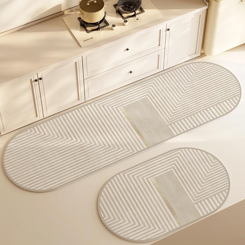 Wabi-Sabi Waterproof Non-Slip Leather Kitchen Floor Mat, Easy Clean, Oil-Proof