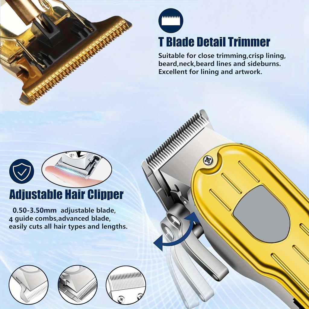 Professional Hair Clipper and Trimmer Set Men Electric Razor Shavers Beard Trimmer Rechargeable Barber Clippers Haircut Kit