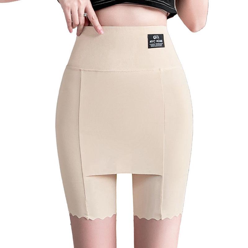 Nylon Ice Silk Women's Safety Pants: Seamless, Breathable Summer Base Layer with Crotch Gusset - Anti-Exposure, Tight-Fitting, Five-Point Cover-up.