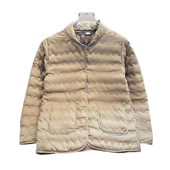 Women's Quilted Down Jacket Lightweight Long Sleeve Puffer Coat Button Down Winter Outerwear with Pockets