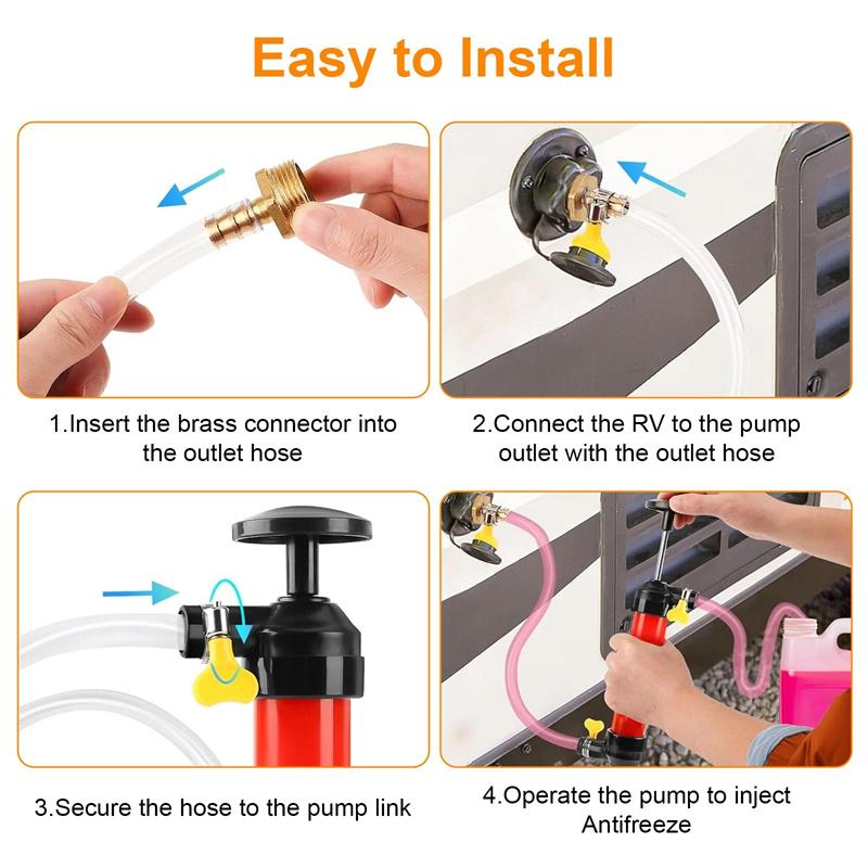 Kit de Bomba Manual Sifão Anticongelante para RV Bomba de Transferência de Líquidos Com Duas Mangueiras de PVC Transparentes de 1 Metro Para Gasolina, Óleo e Fluidos