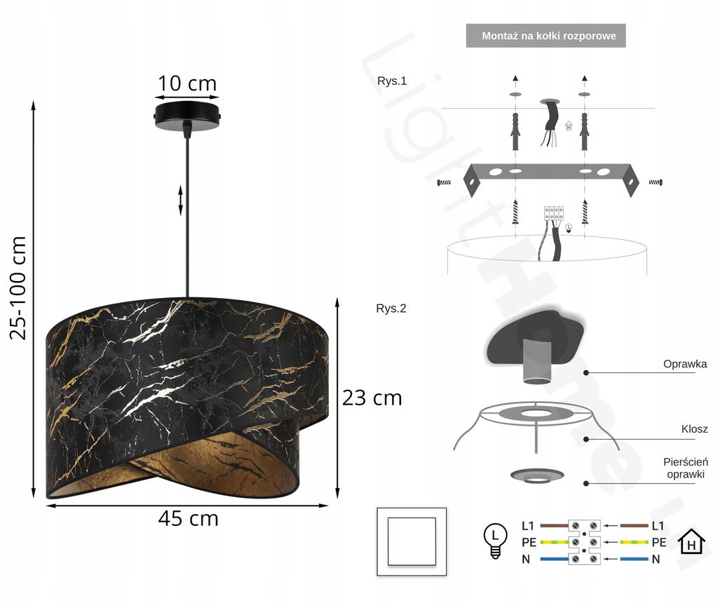 CEILING HANGING LAMP, GOLDEN MARBLE LAMPSHADE