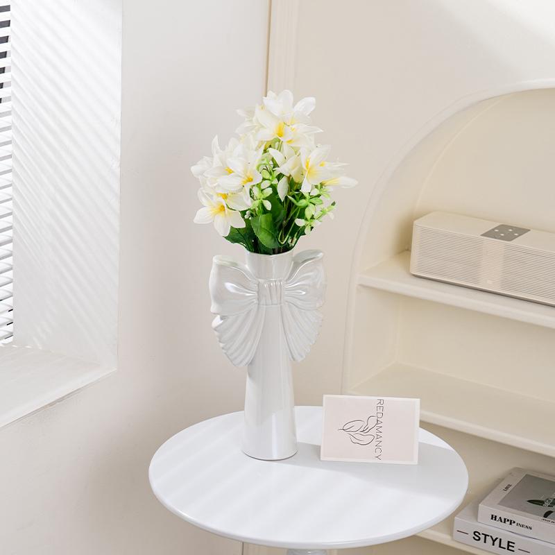 28cm Modern-Minimalistische Schleife Keramikvase, Perfekte Büro Wohnzimmer Dekoration, Ideal Hydrokulturpflanzen & Heimdekor