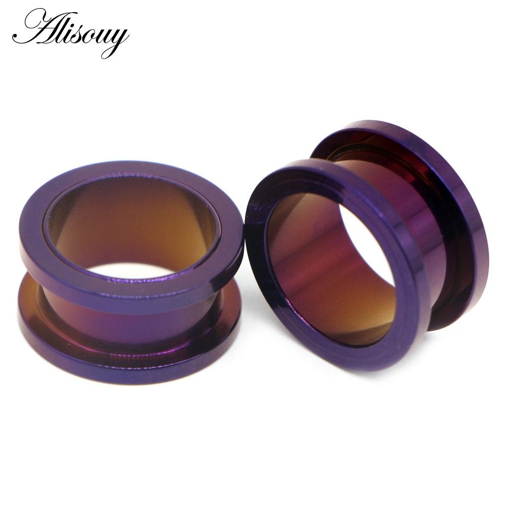 New 2pcs Colorful Anodized Stainless Steel Screw Fit Ear Flesh Tunnel Earring Plug Expander Body Jewelry Piercing Earlet Gauges