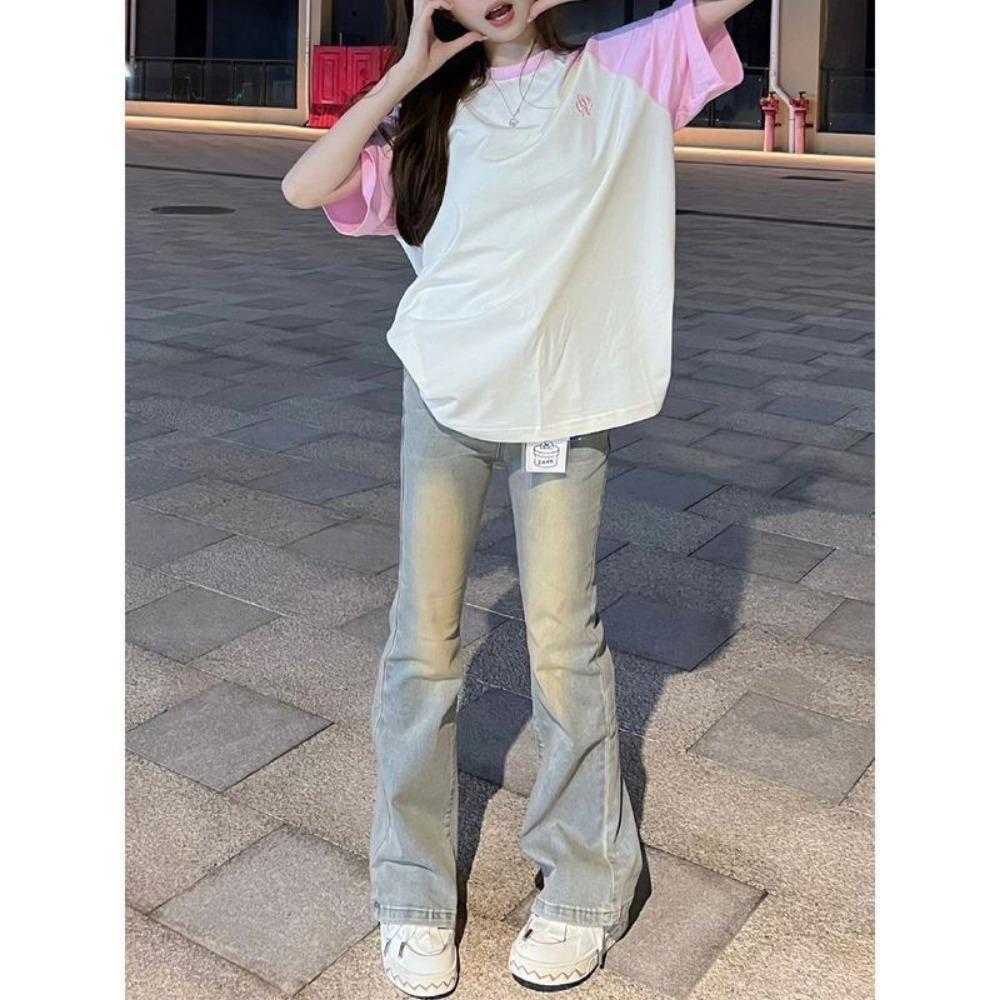 

High Street Street Personality High Waist Micro Pull Jeans Spring and Autumn Versatile Slim Skinny Flared Floor Mopping Jeans 2XL