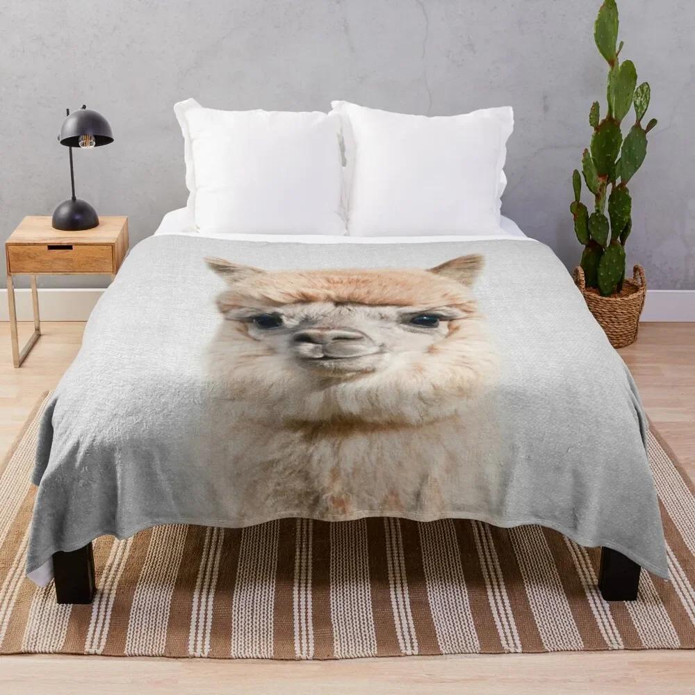 Cartoon Llama Flannel Throw Blanket Cute Kawaii Wild Animals for Bed Sofa Couch King Queen Full Size Super Soft Lightweight Warm