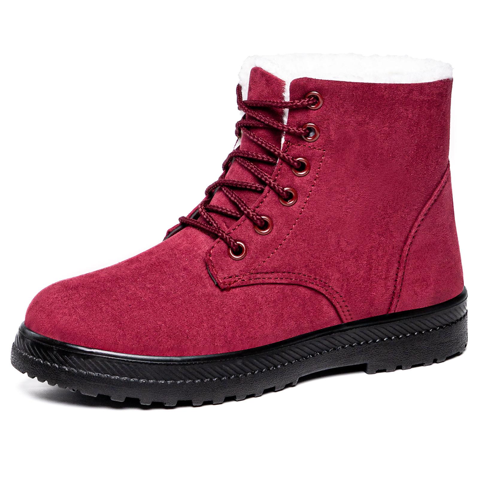 

Plus Size Shoes for Men Winter Fashion Lace Up Platform Wedges Comfortable Warm Plush Snow Boots 35-44 Women Shoes 2026 35 красный