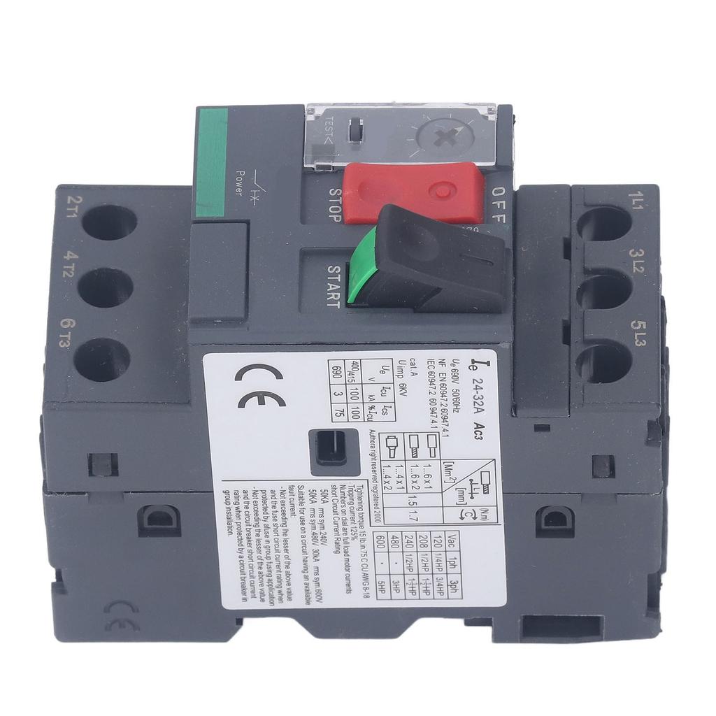 Motor Circuit Breaker DIN Rail Mount Reliable Manual Motor Starter Button AC690V GV2?ME32 24?32A