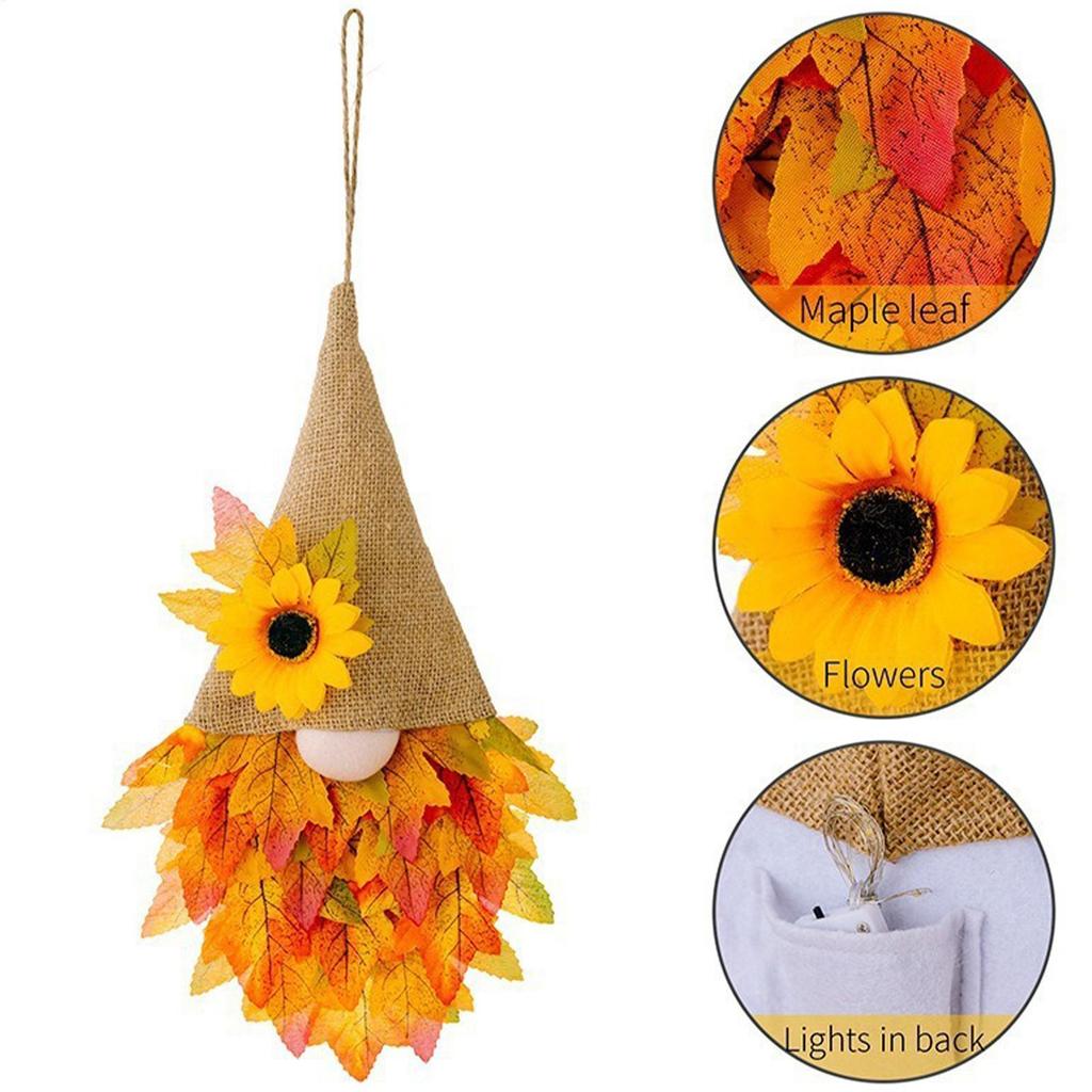 Fall Wreath Artificial Autumn Dwarf Hanging Outdoor Front Door Garland Welcome Decoration for Thanksgiving Halloween Home Decor