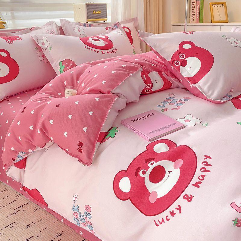 Zestaw czteroczęściowy Klasy A Domowy Gruby Przyjazny dla skóry Piaskowany Twill Ins Kreskówkowy Pokrowiec na kołdrę Zestaw trzyczęściowy na łóżko do akademika