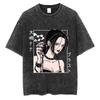 Japanese Anime Nana Osaki Print Vintage Washed Tshirt Harajuku Streetwear Graphic TShirt Summer Short Sleeve Cotton Tshirt