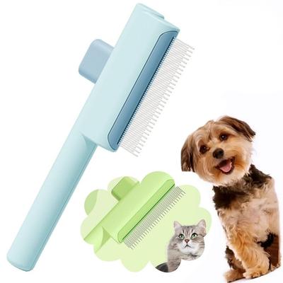 With Release Button Pet Hair Removal Comb De-Shedding Cat Hair Comb  for Short and Long Hair Cats