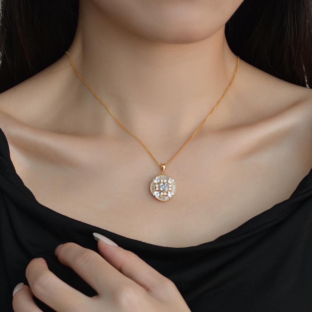 Luxury Women's Moissanite Pendant Necklace In Gold-Plated 925 Sterling Silver