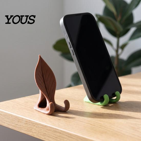 Unique Gift for Plant Lovers 3D Printed Leaf Phone Holder, Desktop Cell Stand Office and Eco Friendly PLA Holder Home, Realistic Bionic Design Mount,