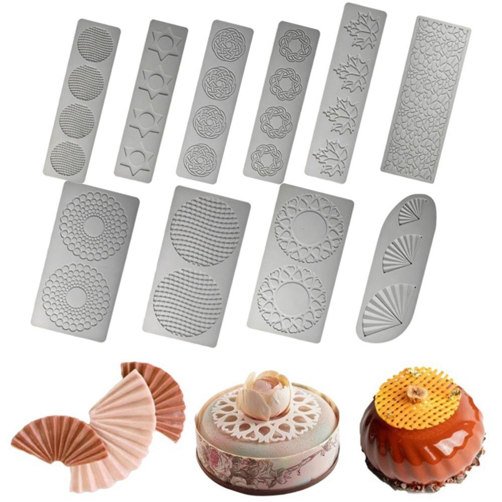 Leaf Pattern Design Cake Lace Mat Geometric Line Texture Dessert Decorating Tools  For Cake Baking