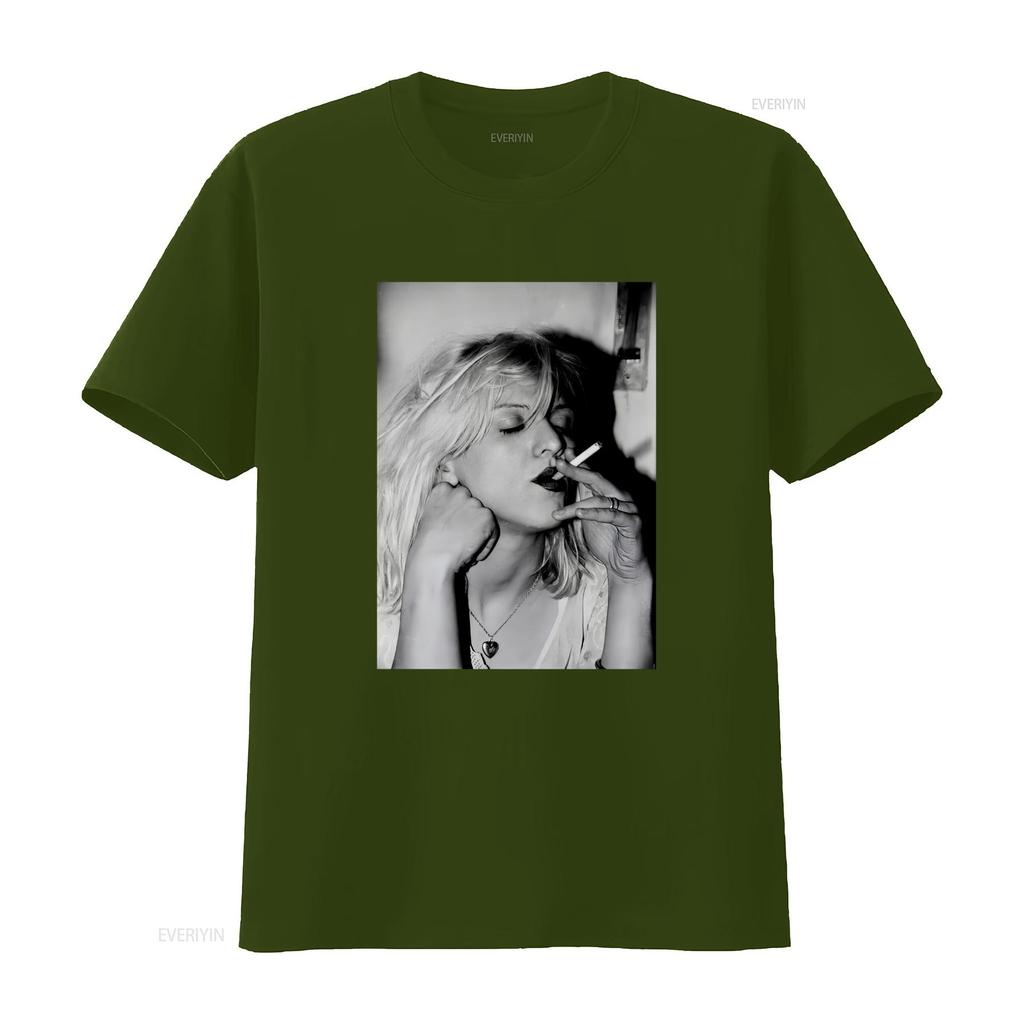 Sängerin Courtney Love Raucher T-Shirt Alle Größen S 4xl Baumwolle Unisex Zc2319 Vintage Grafikdesigner Kleidung Vielseitige Mode