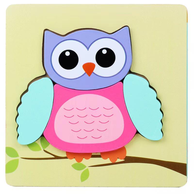 Children's 3D Wooden Animal Puzzle Board - Educational Toy for Early Learning