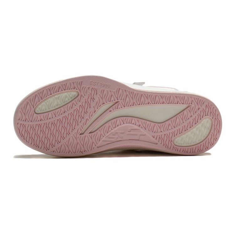 Li Ning Comfortable Versatile Wear-Resistant Breathable Lightweight Rebound Low-Top Kids Skate Shoes Kids Sneakers White Pink YKCS040-2