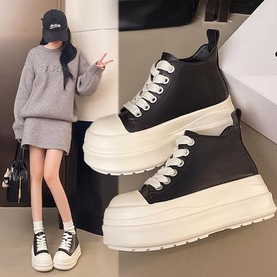 European Station Big Head Heightening Platform High-top Shoes Women's Autumn 2025 New Casual Versatile Muffin Bread Women's Shoes
