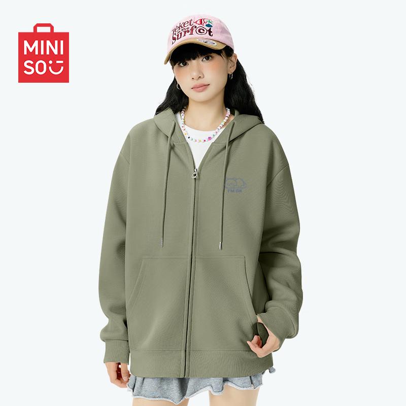 

MINISO Men s Simple Cat Graphic Hooded Cardigan 2XL