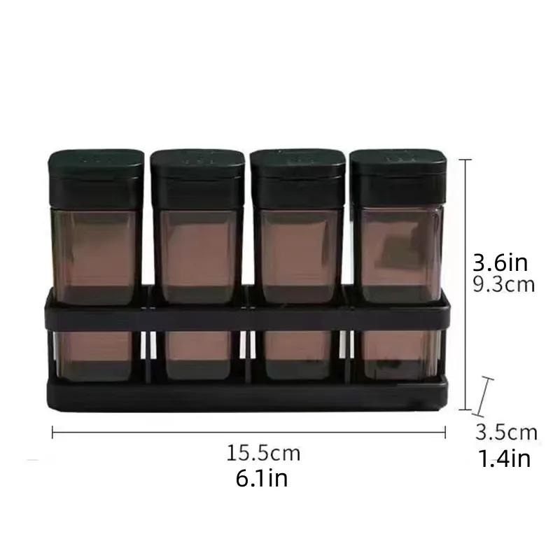 

Набор органайзеров для специй 4-в-1 - Штабелируемые кухонные бутылки, Герметичные крышки для соли, перца, выпечки, Банки-органайзеры для экономии места на столешнице коричневый