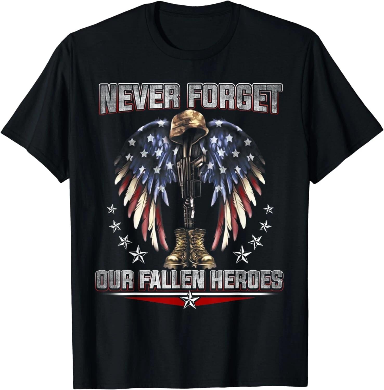 Neve Forget Our Fallen Heroes Memorial Day-Veterans Day Gift Unisex T-Shirt L