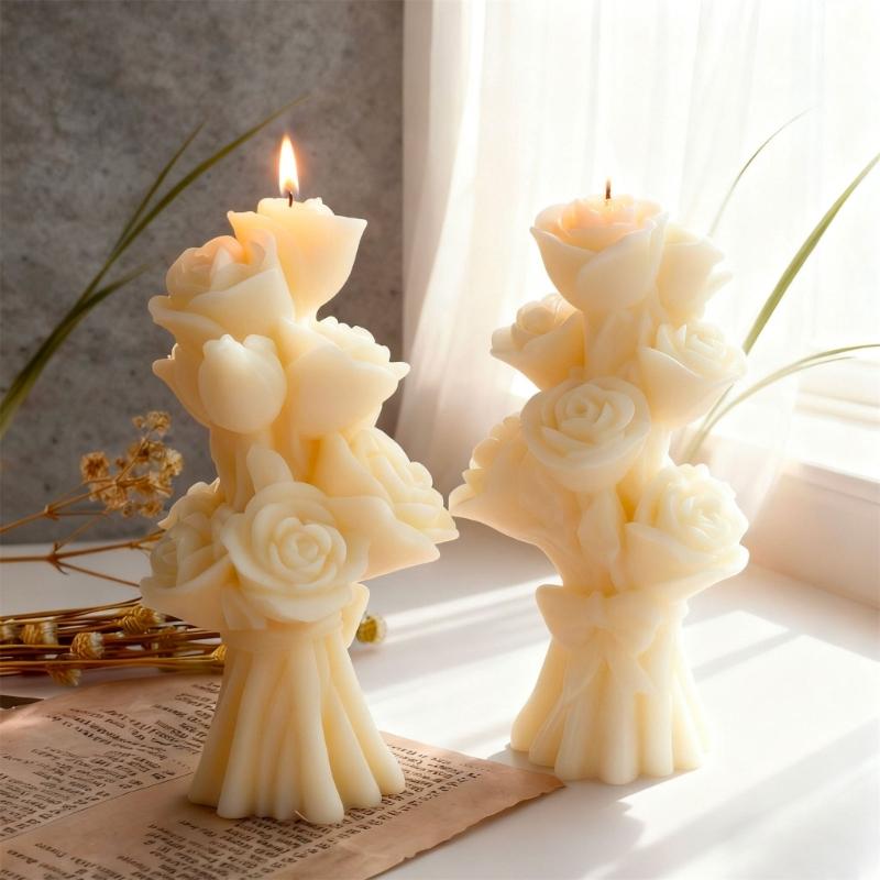 Flexible Rose Shaped Silicone Craft Mold Easily Release DIY Scented Gypsum Candle Wax Chocolate Molds