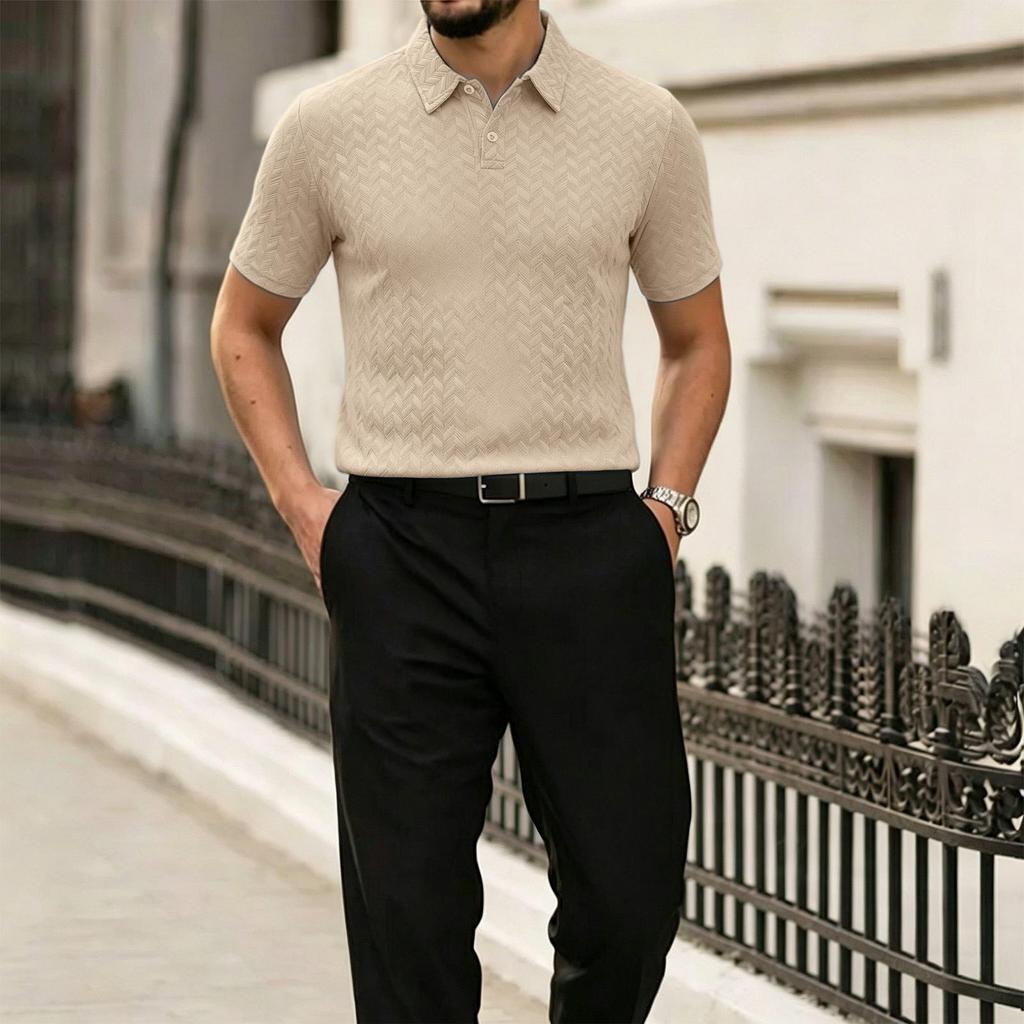 Men's Summer Short Sleeve Polo Shirt Casual Lightweight Breathable Fabric Soft Texture Comfortable Fit Classic Collar Design