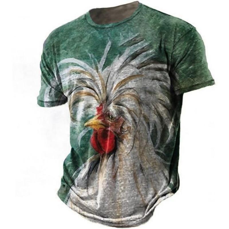 Men's Summer Loose Line Drawing Abstract 3D Printed Round Neck Casual T-shirt