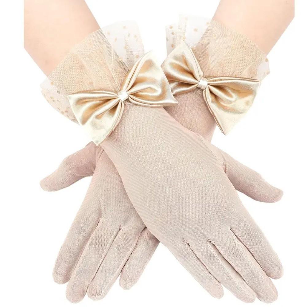 Lace Dinner Gloves Bow Wedding Dress Gloves Elegant Lace Gloves Party